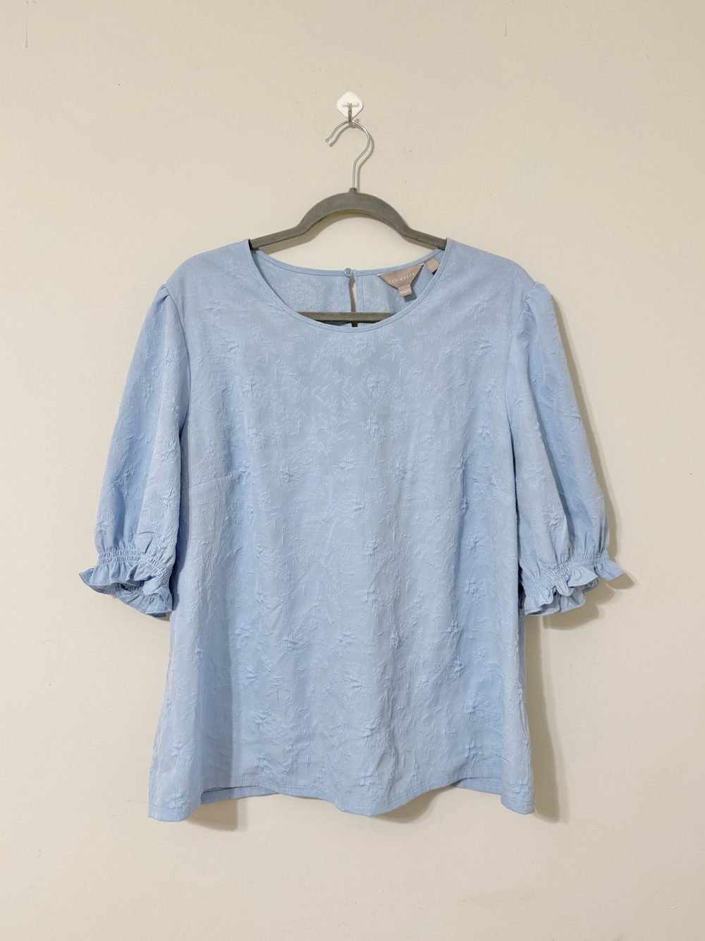 Ted Baker Powder Light Blue Puff Sleeve Blouse